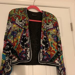 Diane Freis vintage hand embroidered bomber jacket